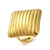 Ion Plating(IP) 304 Stainless Steel Stripe Rhombus Open Cuff Ring for Women RJEW-C083-09G-1