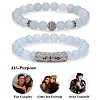 2Pcs 2 Style Natural Aquamarine Stretch Bracelets Set BJEW-SW00094-3