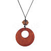 Wood Pendant Black Wax Cord Long Necklaces for Women FS-WG36920-03-2