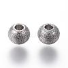 304 Stainless Steel Textured Beads STAS-P108-06-2