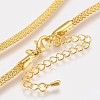 Rack Plating Brass Mesh Chain Necklaces X-NJEW-O101-12G-2