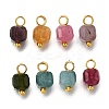 Natural Colorful Tourmaline Faceted Table Cut Cube Charms PALLOY-JF04367-01-1
