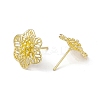 Rack Plating Brass Hollow Out Flower Stud Earrings for Women EJEW-I277-17G-2