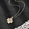 Brass Cubic Zirconia Glass Cat Eye Clover Pendant Neckalces for Women NJEW-S448-07G-2