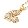 Brass Micro Pave Clear Cubic Zirconia Cable Chain Heart Pendant Necklaces for Women LS-NJEW-C054-01G-2