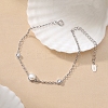 Natural Freshwater Pearls and Cubic Zirconia Link Bracelets BJEW-D343-01P-1