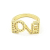 Word LOVE Brass Micro Pave Clear Cubic Zirconia Finger Rings RJEW-G309-11G-2
