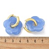 Brass Resin Flower Hoop Earrings for Women EJEW-U038-01G-09-5