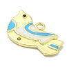 Real 18K Gold Plated Brass Enamel Robin Bird Pendants KK-L224-060G-3