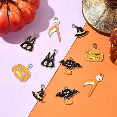 10Pcs 10 Styles Halloween Theme Alloy Enamel Pendants ENAM-FS0003-84-1