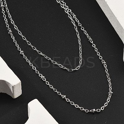 Brass Double Layer Necklaces NJEW-D302-51P-1