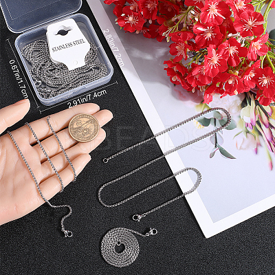 10Pcs 304 Stainless Steel Box Chain Necklaces NJEW-BBC0001-11B-1