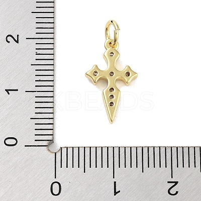 Cross Rack Plating Brass Clear Cubic Zirconia Pendants KK-M293-18G-1