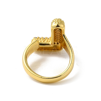 Letter Brass Micro Pave Clear Cubic Zirconia Open Cuff Ring for Women RJEW-N046-03L-G-1