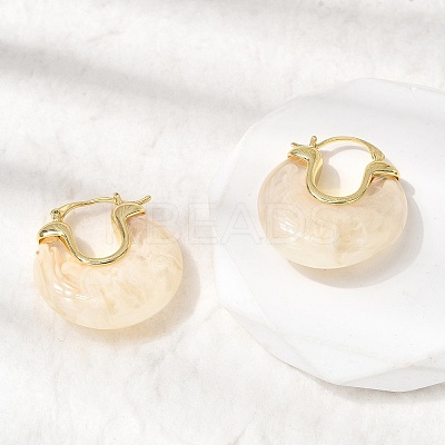 Brass Resin Hoop Earrings EJEW-P333-11C-G01-1