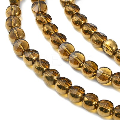 Half Plated Electroplate Transparent Glass Beads Strands EGLA-E060-02A-HP06-1