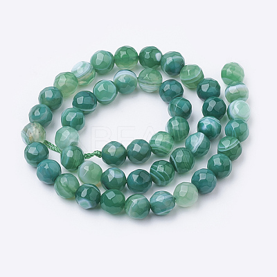 Natural Striped Agate/Banded Agate Beads Strands G-S281-51A-6mm-1