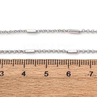 Brass Cuboid Link Rolo Chain Necklaces MAK-L045-02P-1