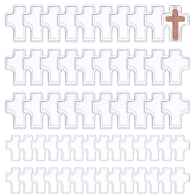60Pcs 2 Styles Cross Shaped Portable Plastic Small Jewelry Storage Boxes with Lid AJEW-FH0006-76-1