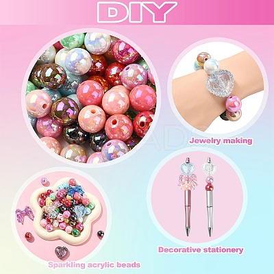 DIY Bowknot & Round & Heart Acrylic Beads Jewelry Making Findings Kits DIY-YW0010-82-1