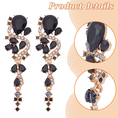 4 Pairs 4 Colors Rhinestone Teardrop Flower Dangle Stud Earrings EJEW-AN0004-16-1