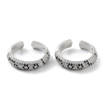Rack Plating Brass Micro Pave Cubic Zirconia Cuff Open Rings for Women KK-Z038-07P-1