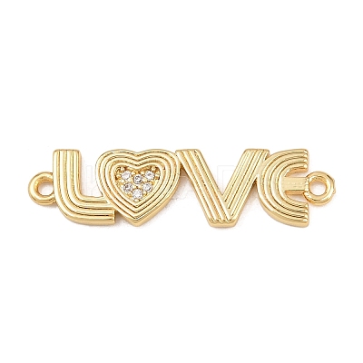 Brass Micro Pave Clear Cubic Zirconia Word LOVE Connector Charms KK-G544-39G-1