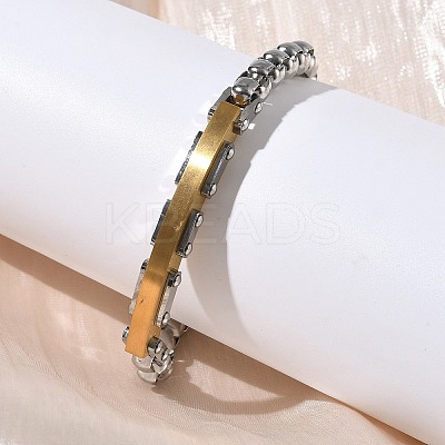 201/304 Stainless Steel Box Chain Bracelets for Unisex BJEW-F522-03G-1