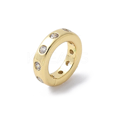 Brass Micro Pave Cubic Zirconia European Beads KK-K399-14G-01-1