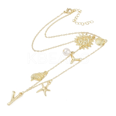 Bohemian Summer Beach Style 18K Gold Plated Shell Shape Initial Pendant Necklaces IL8059-25-1
