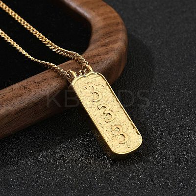 304 Stainless Steel Rectangle Number Pendant Necklaces NJEW-D300-01G-03-1