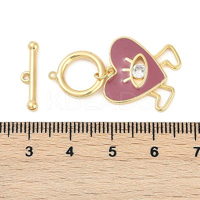 Brass Micro Pave Clear Cubic Zirconia Toggle Clasps KK-K391-25G-1