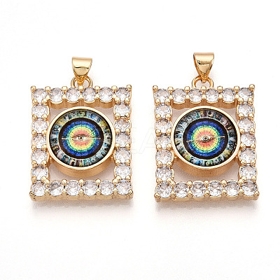 Brass Micro Pave Clear Cubic Zirconia Pendants for Women KK-T070-91A-04-1