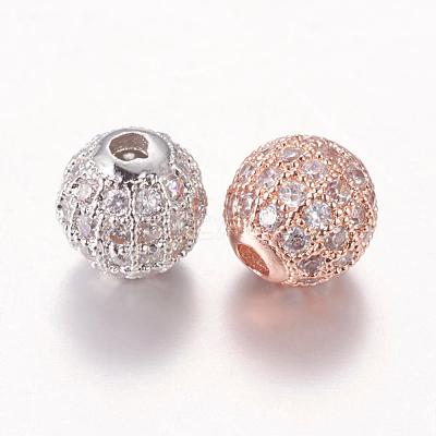 Brass Cubic Zirconia Beads ZIRC-F001-02-1