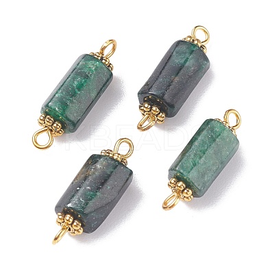 Natural Emerald Connector Charms PALLOY-JF01372-1