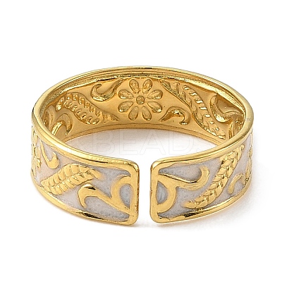 304 Stainless Steel Enamel Open Cuff Rings for Women RJEW-F166-35G-01-1