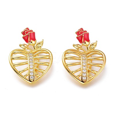 Brass Micro Pave Clear Cubic Zirconia Pendants KK-J278-04G-1