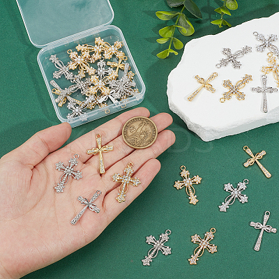 36Pcs 6 Styles Alloy Rhinestone Pendants FIND-NB0006-74-1
