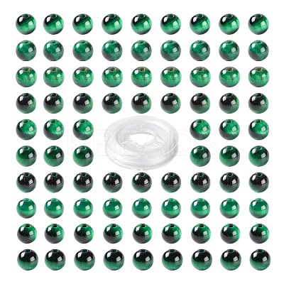 100Pcs 8mm Natural Green Tiger Eye(Dyed & Heated) Round Beads DIY-LS0002-08-1