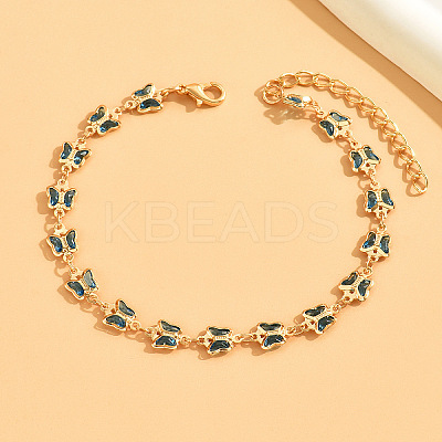Bohemian Style Brass Enamel Butterfly Link Anklets WG8DE61-04-1