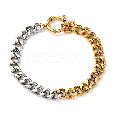 304 Stainless Steel Curb Chain Bracelets BJEW-K284-02A-GP-1