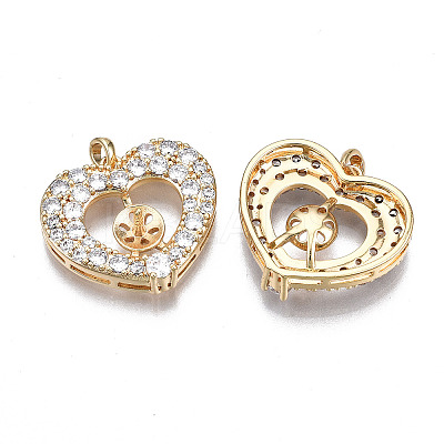 Brass Micro Pave Clear Cubic Zirconia Peg Bails Pendants KK-S356-326-NF-1