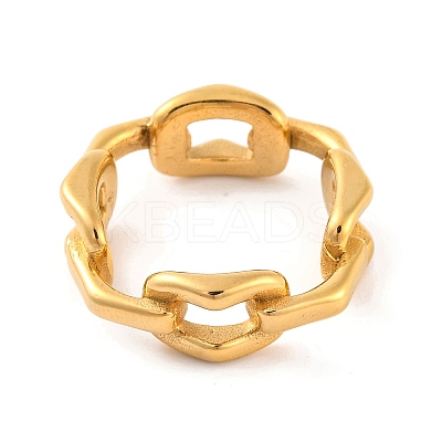 Ion Plating(IP) 304 Stainless Steel Link Chain Finger Rings for Women RJEW-S414-65B-G-1