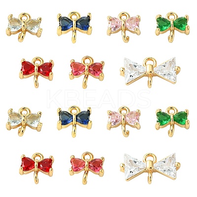 20Pcs Golden Plated Brass Pave Glass Connector Charms KK-CJ0002-28-1