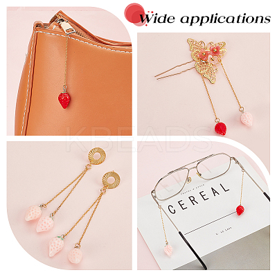 20Pcs 2 Colors Opaque Resin Simulation Strawberry Pendant Decorations for Keychain AJEW-AB00085-1