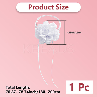 1Pc Retro Cloth Rose Flower Waxed Cord Wrap Choker Necklaces for Women NJEW-CP0001-05B-1