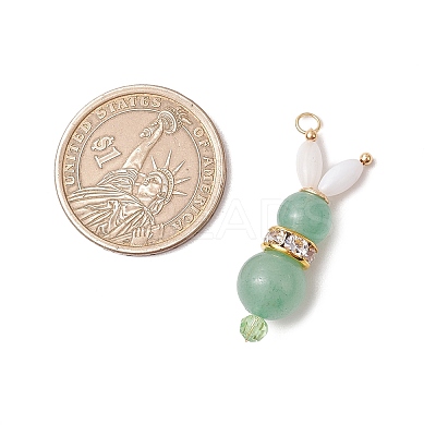 4Pcs 4 Styles Natural Carnelian & Rose Quartz & Green Aventurine & Amethyst Bunny Pendants PALLOY-TA00226-1