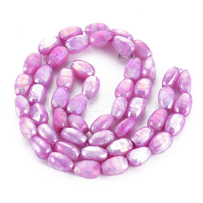 Opaque Baking Paint Crackle Glass Beads Strands EGLA-S174-21-1