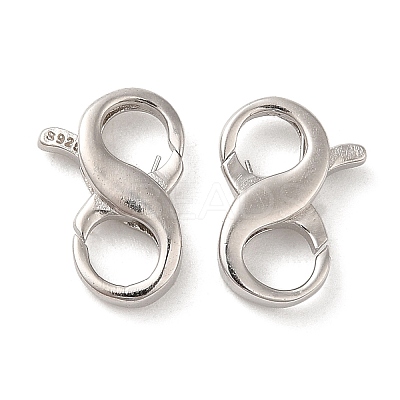 Rhodium Plated 925 Sterling Silver Double Opening Lobster Claw Clasps LS-STER-Q187-01B-P-1