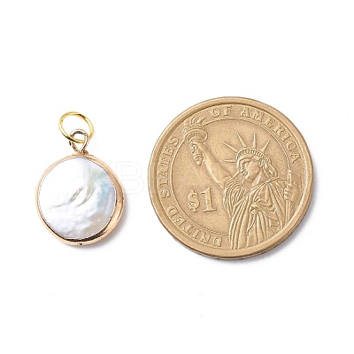 Electroplate Natural Baroque Pearl Keshi Pearl Pendants PALLOY-JF01896-1